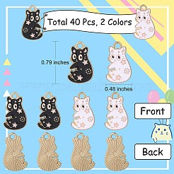 40本2色合金エナメルペンダント  猫のチャーム  ミックスカラー  20x12.2mm  穴：2mm&nbsp;JX636A