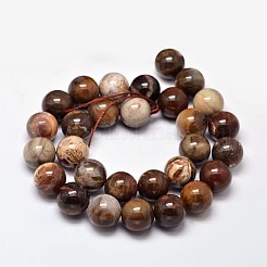 天然珪化木ラウンドビーズ連売り  12mm  穴：1mm  約31個/連  15インチ&nbsp;X-G-F266-08-12mm