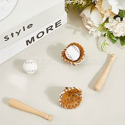 CutHollow 2Pcs PU Leather Baseball Glove & 2Pcs Baseball & 2Pcs Wooden Baseball Bat Sets&nbsp;DJEW-CL0001-01