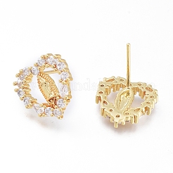 Brass Micro Pave Cubic Zirconia Ear Studs&nbsp;EJEW-G279-02G-02