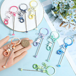 10 個 10 色のグラデーションカラー合金ビーズバーキーホルダー diy 工芸品ジュエリーメイキング用  カニカン付き  ミックスカラー  11cm  ピン：77x8.5mm  1pc /カラー&nbsp;KEYC-SC0001-19