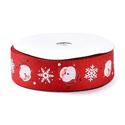 20 ヤードのクリスマス サンタ クロース プリント ポリエステル グログラン リボン  フラット  レッド  1インチ（25mm）  約20.00ヤード（18.29m）/ロール&nbsp;OCOR-K005-01A