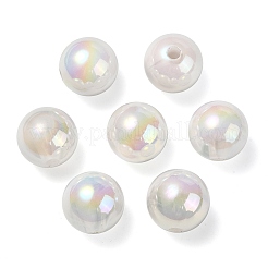 UVメッキレインボー虹色アクリルビーズ  ラウンド  ホワイト  13.5x13mm  穴：3mm&nbsp;OACR-F004-04D