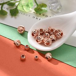 PVD Vacuum Plating Brass Corrugated Round Spacer Beads Set&nbsp;KK-LS0001-10C-RG