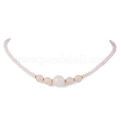 Natural Rose Quartz Round Graduated Beaded Necklaces&nbsp;NJEW-JN05654-01