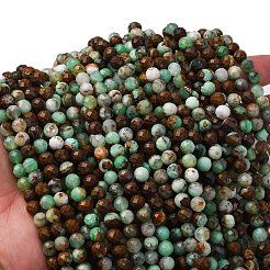 天然石蛇紋岩ビーズ連売り  ラウンド  多面カット  グレードA  6mm  穴：0.5mm  約65個/連  15.35インチ（39cm）&nbsp;G-RM250101-D8-6mm