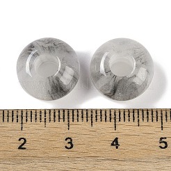 グリッターパウダー入り樹脂ヨーロピアンビーズ  大穴ビーズ  ロンデル  グレー  13.5x7.5mm  穴：5mm&nbsp;RESI-F055-07A