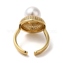 Rack Plating Brass Micro Pave Clear Cubic Zirconia Open Cuff Rings&nbsp;RJEW-H235-02G