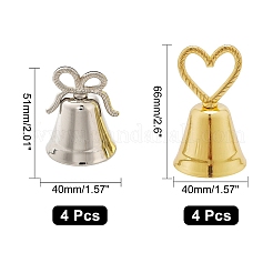 8Pcs 2 Styles Heart/Bowknot & Bell Alloy Memo Clip&nbsp;AJEW-CA0001-94