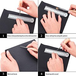 DIY穴パンチキット  ステンレス製のビーズ錐とハサミ付き  巻き尺  アイロントレースホイールと手持ちのIDカードスロット穴パンチ  ミックスカラー  5個/セット&nbsp;DIY-NB0003-28