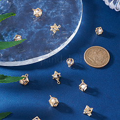 16Pcs 4 Style Brass Clear Cubic Zirconia Charms&nbsp;ZIRC-PJ0001-08