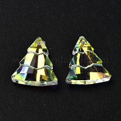 ガラスラインストーンチャーム  クリスマスツリー  クリスタルAB  15x13.5x5mm  穴：1.2mm&nbsp;RGLA-O002-A01-001AB