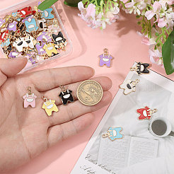 70本7色亜鉛合金エナメルペンダント  ゴールドカラー  服のチャーム  ミックスカラー  21x15x1.8mm  10個/カラー&nbsp;FIND-CA0010-37