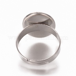 Adjustable 304 Stainless Steel Finger Rings Components&nbsp;STAS-WH0014-03A