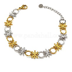 Two Tone 304 Stainless Steel Link Chain Bracelets for Women&nbsp;WG612EC-01