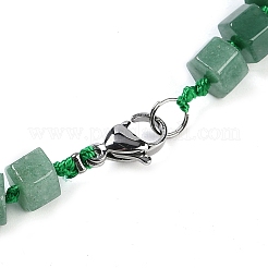 Natural Green Aventurine Hexagon Prism Graduated Beaded Necklaces for Women Men&nbsp;NJEW-K388-03E