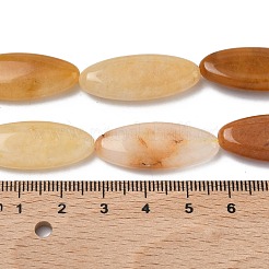 天然の金色のシルク翡翠ビーズ連売り  馬の目  29.5~30.5x12.5x5~6mm  穴：0.9mm  約13個/連  15.20''~15.28''（38.6~38.8センチメートル）&nbsp;G-B078-E18-01