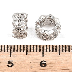 Flower Brass Clear Cubic Zirconia European Beads&nbsp;KK-B186-11P