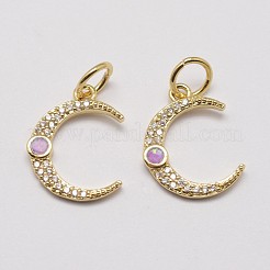 Brass Cubic Zirconia Charms&nbsp;ZIRC-P036-20-G02-RS
