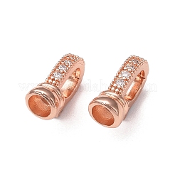 Rack Plating Brass Micro Pave Clear Cubic Zirconia Fold Over Clasps&nbsp;KK-E080-02RG