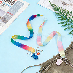 2Pcs Polyester Ribbons Helpers with Alloy Enamel Flower Pendants&nbsp;HJEW-PH02512