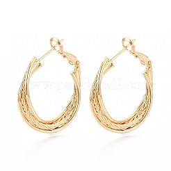 Twist Brass Hoop Earrings&nbsp;EJEW-T047-99G