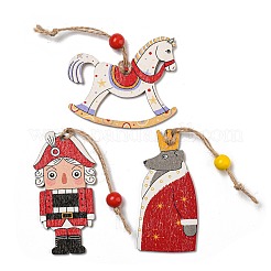 9Pcs 3 Styles Christmas Wood Pendant Decorations Set&nbsp;WOOD-U004-01G
