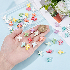 45 個 9 色の手作り磁器ビーズ  光沢釉の磁器  クロス  ミックスカラー  16~17x13~13.5x5.5mm  穴：1.4mm  5個/カラー&nbsp;PORC-HY0001-14