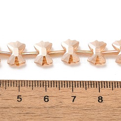 電気メッキガラスビーズ  パール光沢メッキ  多面カット  蝶結び  砂茶色  10x7x3.5mm  穴：0.9mm  約49~51個/連  18.90~20.47インチ（48~52cm）&nbsp;EGLA-F163-01-PL02