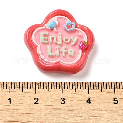 オペーク樹脂カボション  人生を楽しむワードカボション  花  25x27x7mm&nbsp;RESI-F049-01F