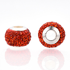 Handmade Polymer Clay Rhinestone European Beads&nbsp;RB-N053-001-M