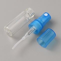 透明ガラスのスプレーボトル  ファインミストアトマイザー  プラスチック製ダストキャップ付き  詰め替え式ボトル  コラム  ドジャーブルー  1.4x5.8cm  容量：3ml（0.10fl.oz）&nbsp;MRMJ-WH0070-36A-05