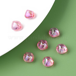 透明なアクリルビーズ  ABカラーメッキ  ナゲット  ショッキングピンク  10.5x10x8mm  穴：1.6mm  約1200個/500g&nbsp;MACR-S373-131-C12