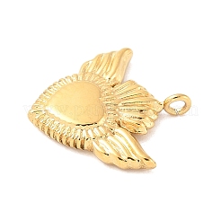 304ステンレススチールチャーム  イオンプレーティング（ip）  翼のチャーム付きハート  14KGP本金メッキ  14x13.5x2.5mm  穴：1.5mm&nbsp;STAS-Q351-13G