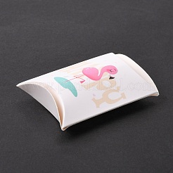 紙枕ギフトボックス  包装箱  パーティーの好意甘いキャンディーボックス  フラミンゴの形の模様  ホワイト  9.9x5.5x0.1cm  完成品：8x5.5x2cm&nbsp;CON-J002-S-02B