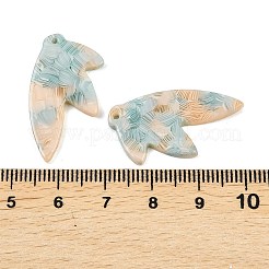酢酸セルロース（樹脂）ペンダント  リーフチャーム  淡いターコイズ  29.5x17x2.5mm  穴：1.2mm&nbsp;KY-XCP0001-40