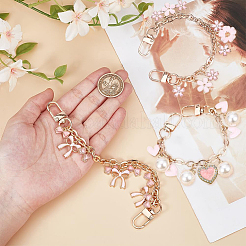 3Pcs 3 Styles Bowknot Heart Heart Pink Zinc Alloy Enamel Tassel Cable Chain Purse Chains&nbsp;FIND-BBC0004-56