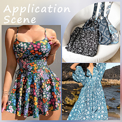 1M Flower Pattern Cotton Fabric&nbsp;AJEW-CY0002-30A