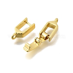 真鍮製折りたたみ式クラスプ  カドミウムフリー＆鉛フリー  ラックめっき  ゴールドカラー  30x7x5mm  穴：1.6mm&nbsp;KK-P306-05G