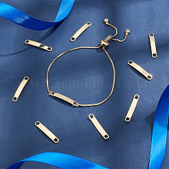 201 ステンレス鋼リンク/コネクター  カーブ四角形  空白タグのスタンプ  18KGP本金メッキ  25x4x0.8mm  穴：3x2.5mm  40個/セット&nbsp;STAS-UN0063-39G