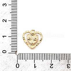 真鍮製チャーム  ハート  長持ちメッキ  ニッケルフリー  18KGP本金メッキ  11.5x12x1mm  穴：1mm&nbsp;KK-B152-14G