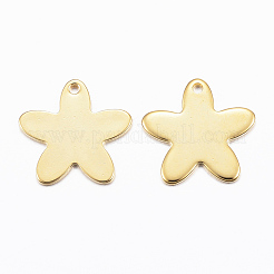 ステンレススチールチャーム201個  花  ゴールドカラー  13x14x1mm  穴：1mm&nbsp;X-STAS-H557-44G