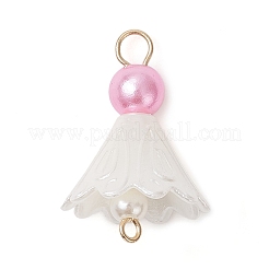 11Pcs 11 Colors ABS Plastic & Acrylic Imitation Pearl Flower Connector Charms&nbsp;PALLOY-JF04228