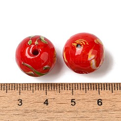 手作りランプワークビーズ  ラウンド  レッド  15.5~16mm  穴：1.6~2.3mm&nbsp;LAMP-C016-04E-21