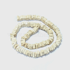 ココナッツビーズ連売り  四角い石ビーズ  アンティークホワイト  6~8x2~6mm  穴：1.6mm  約110個/連  15.75''（40センチメートル）&nbsp;X-COCB-D005-01A