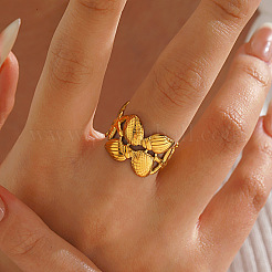 304 Stainless Steel Open Cuff Rings for Women&nbsp;WG32771-01