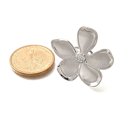 Flower 304 Stainless Steel Open Cuff Ring for Women&nbsp;RJEW-R006-03P-02