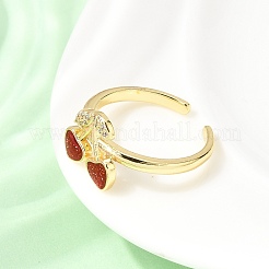 Brass Micro Pave Clear Cubic Zirconia Cuff Open Rings&nbsp;RJEW-C164-04D-G