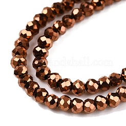 電気メッキガラスビーズセット  黄金メッキ  多面カット  ロンデル  シエナ  2.5x2mm  穴：0.4mm  約154~161個/連  12.3~12.48インチ（31.5~32cm）  約90~100連売り/セット&nbsp;EGLA-T021-04H