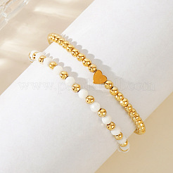 2Pcs Elegant Brass & Gemstone Bracelet Sets&nbsp;GH1695